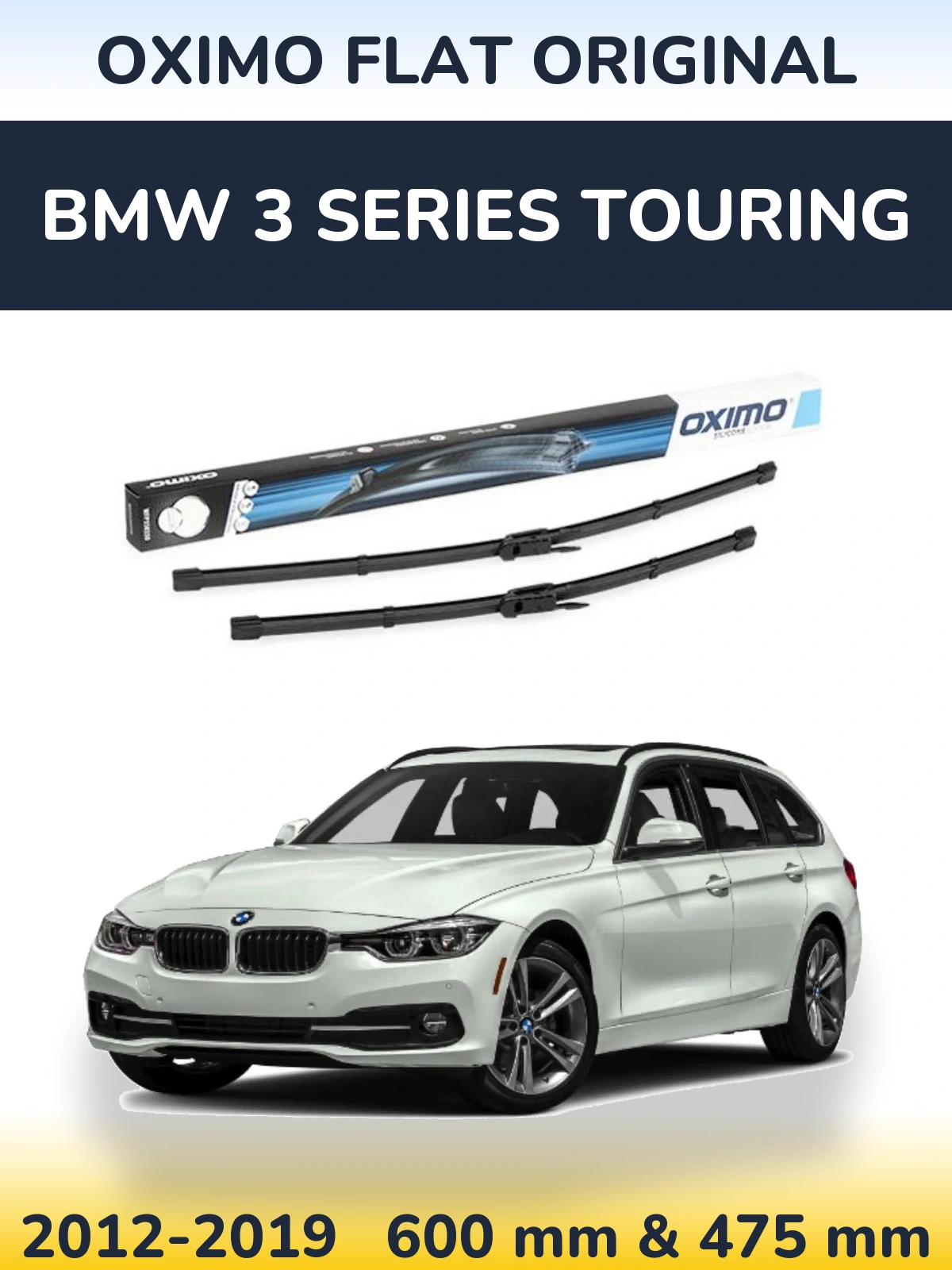Sada předních stěračů Oximo Flat Original 600 a 475 mm pro BMW 3 Series Touring 2012-2019