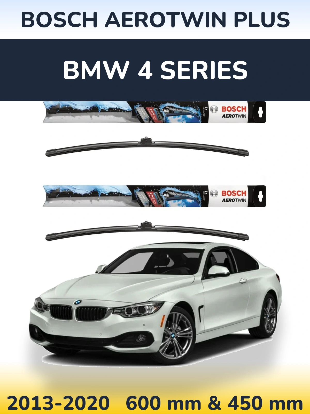 Sada předních stěračů BOSCH AeroTwin Plus 600 a 450 mm pro BMW 4 Series 2013-2020