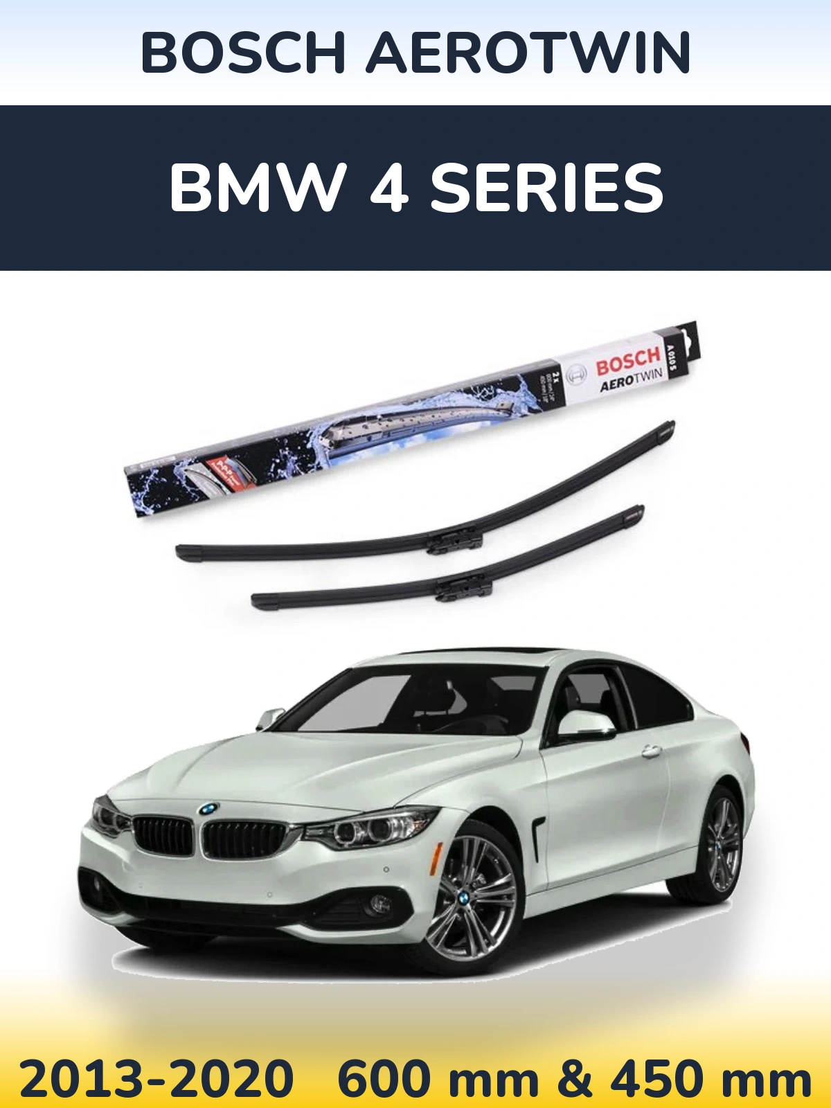 Комплект передніх щіток BOSCH AeroTwin 600 & 450 мм для BMW 4 Series 2013-2020