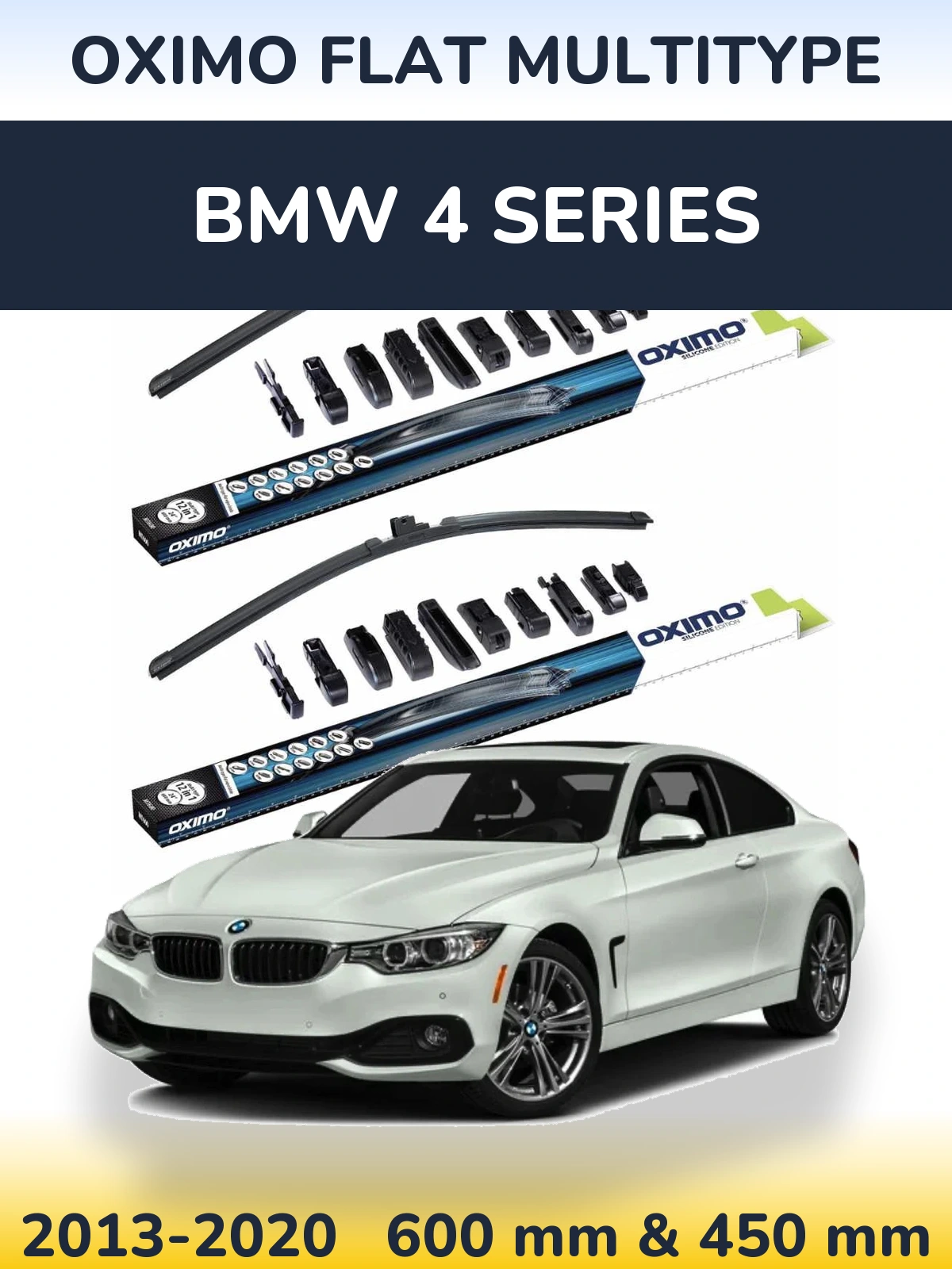 Sada předních stěračů Oximo Flat MultiType 600 a 450 mm pro BMW 4 Series 2013-2020