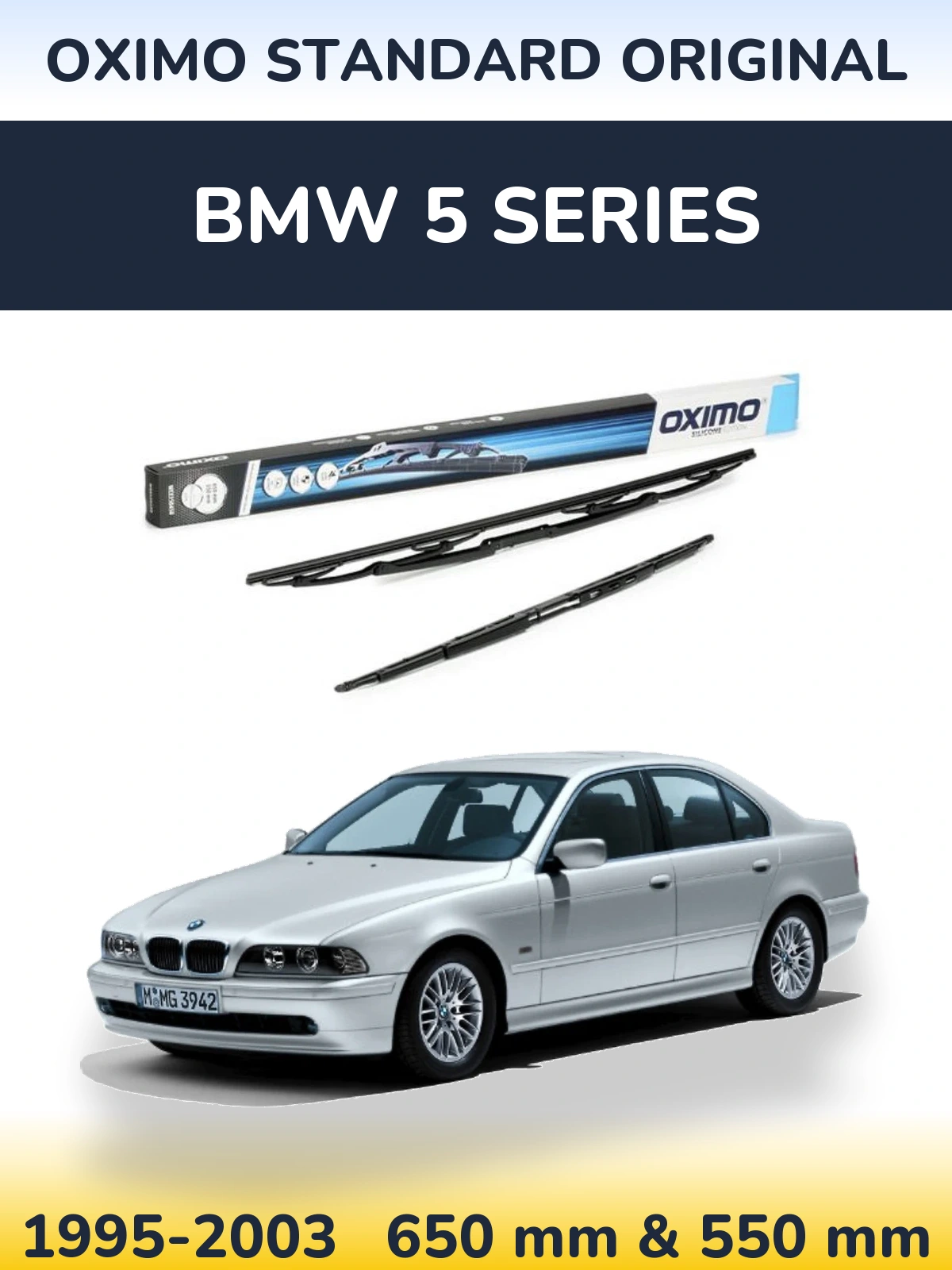 Sada předních stěračů Oximo Standard Original 650 a 550 mm pro BMW 5 Series 1995-2003