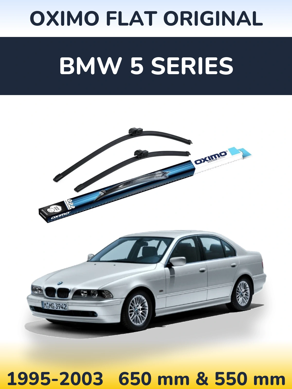 Sada předních stěračů Oximo Flat Original 650 a 550 mm pro BMW 5 Series 1995-2003