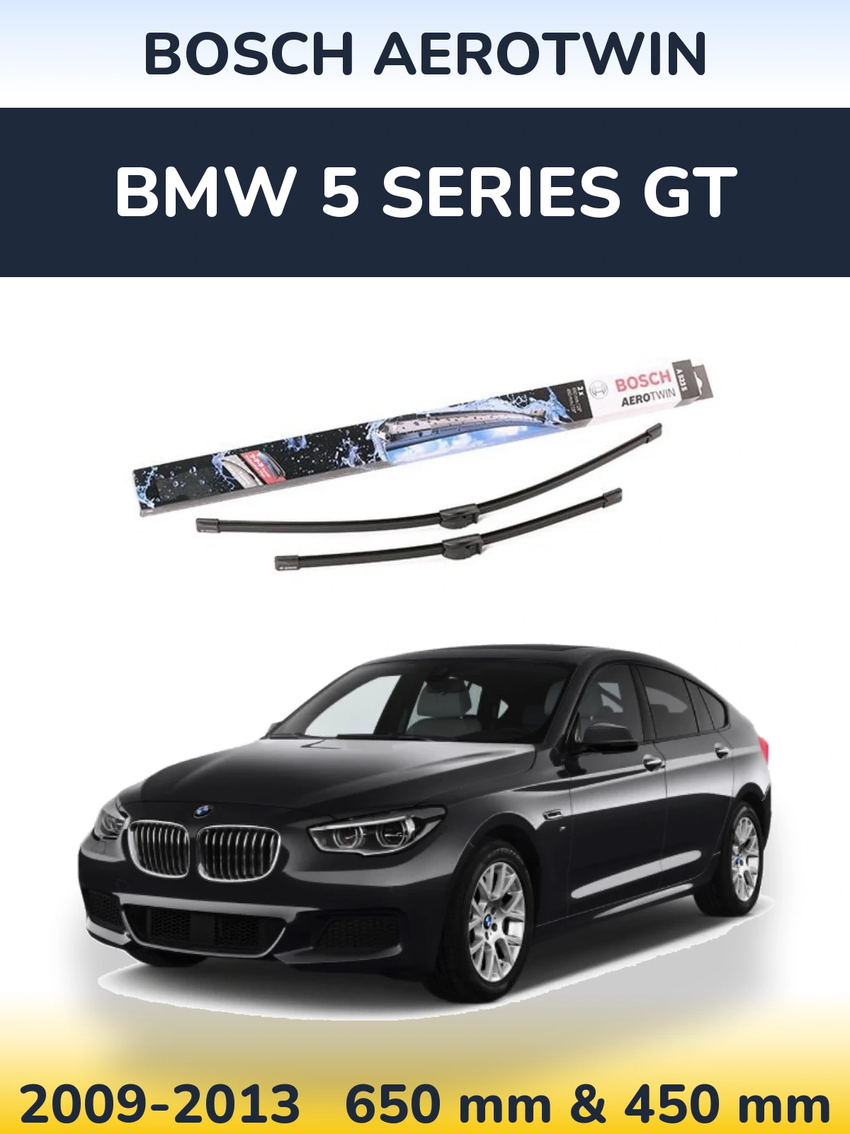 Sada předních stěračů BOSCH AeroTwin 650 a 450 mm pro BMW 5 Series GT 2009-2013