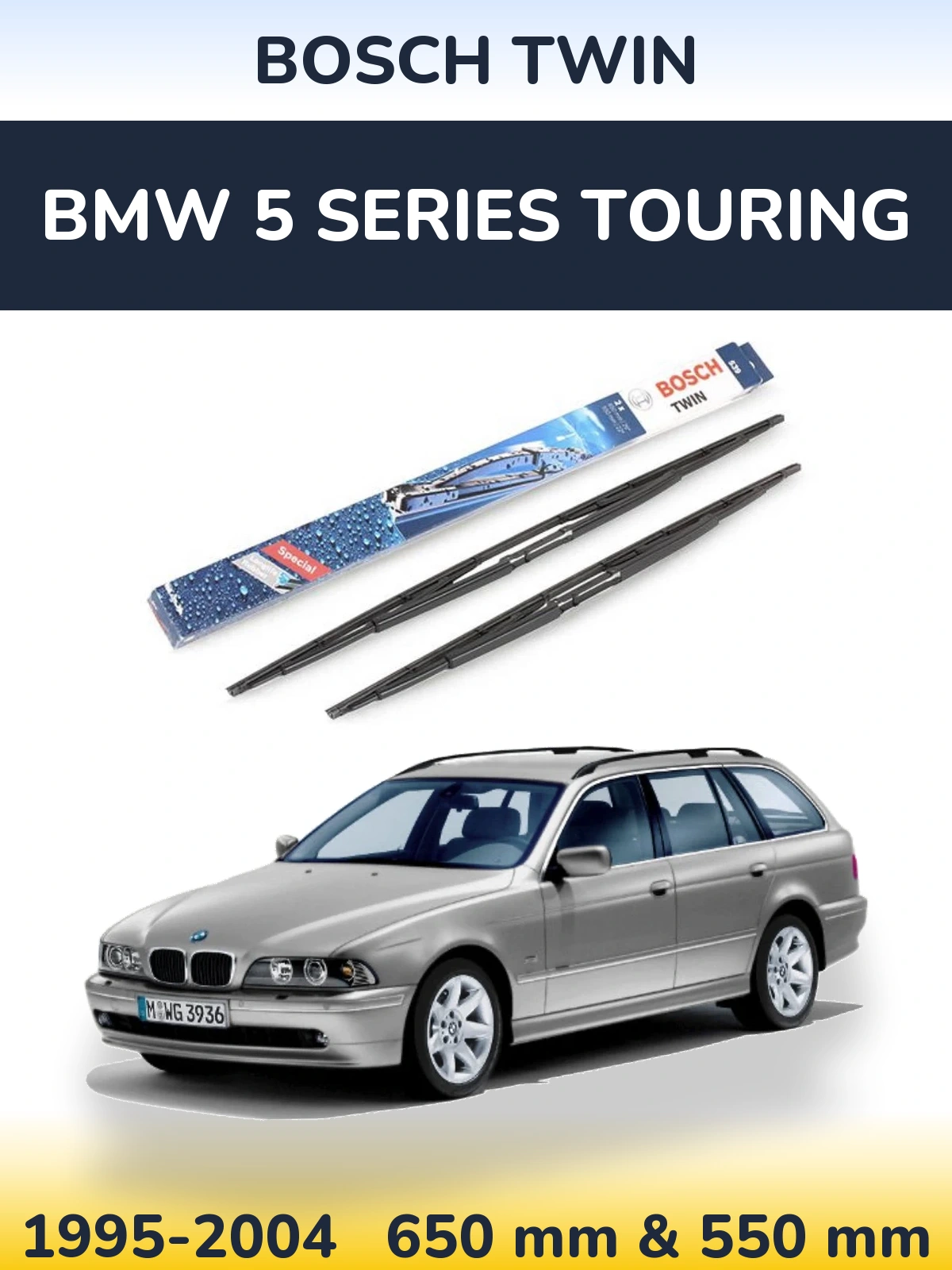 Sada předních stěračů BOSCH Twin 650 a 550 mm pro BMW 5 Series Touring 1995-2004