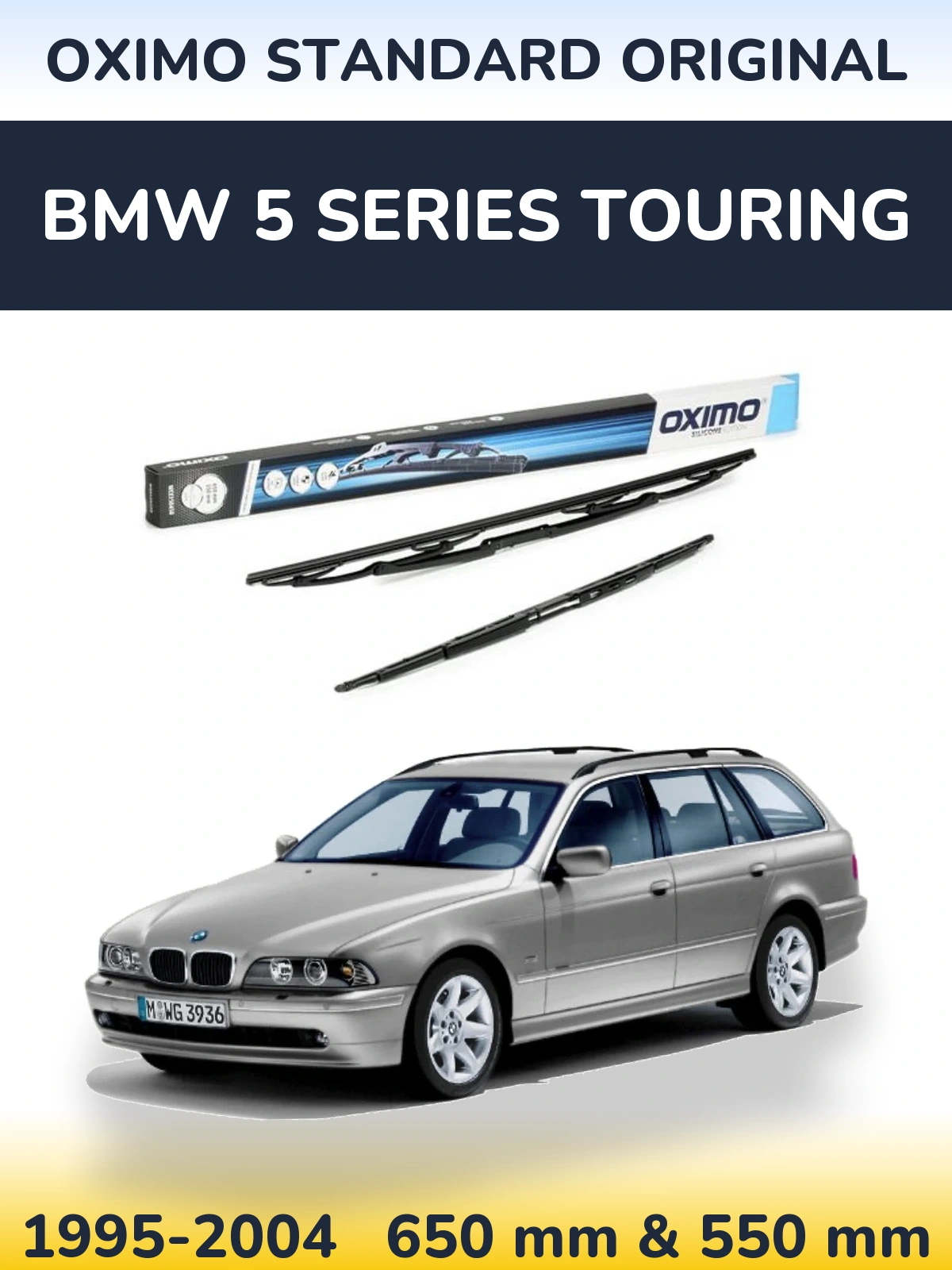 Sada předních stěračů Oximo Standard Original 650 a 550 mm pro BMW 5 Series Touring 1995-2004