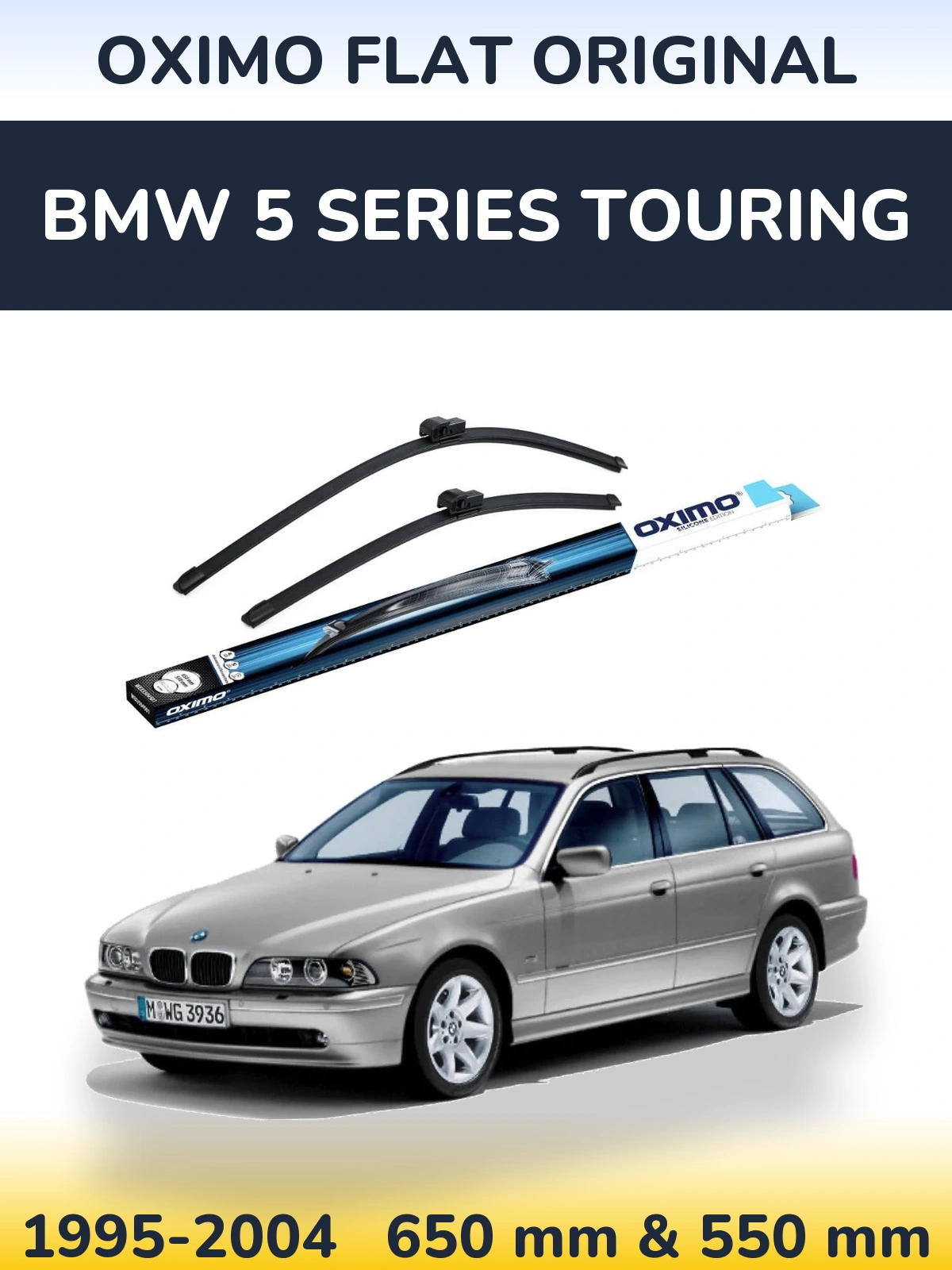 Комплект передніх щіток Oximo Flat Original 650 & 550 мм для BMW 5 Series Touring 1995-2004