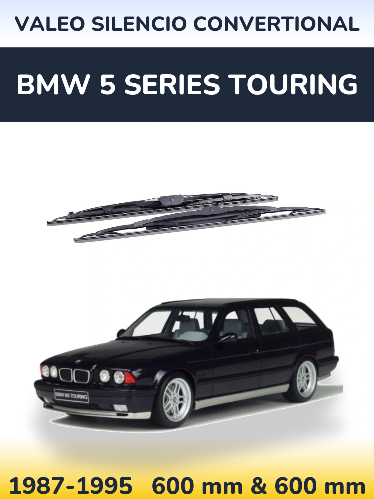 Sada předních stěračů Valeo Silencio Convertional 600 a 600 mm pro BMW 5 Series Touring 1987-1995