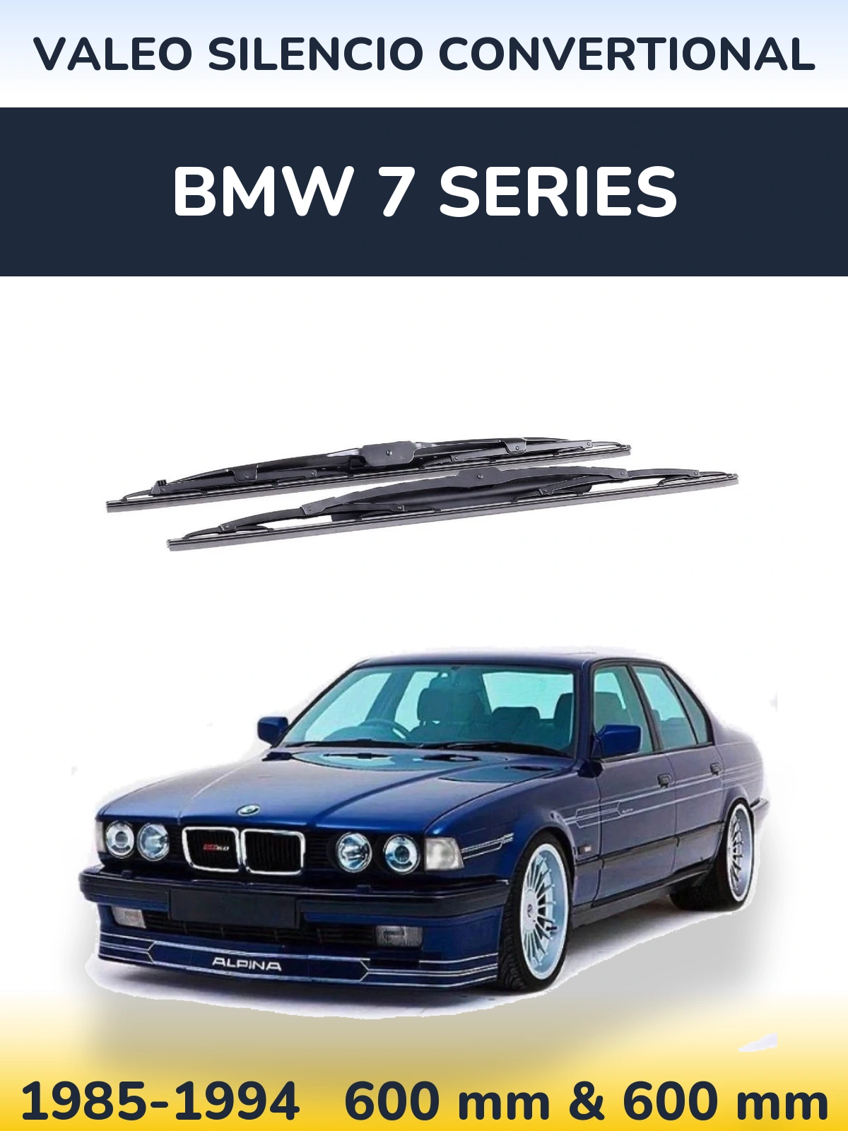 Sada předních stěračů Valeo Silencio Convertional 600 a 600 mm pro BMW 7 Series 1985-1994