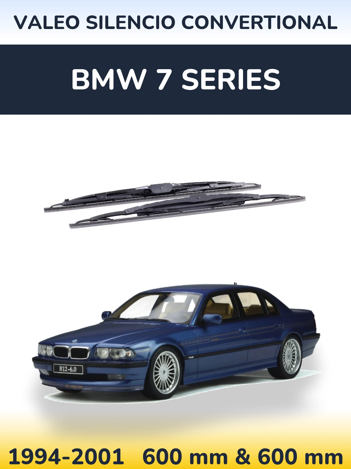 Sada předních stěračů Valeo Silencio Convertional 600 a 600 mm pro BMW 7 Series 1994-2001