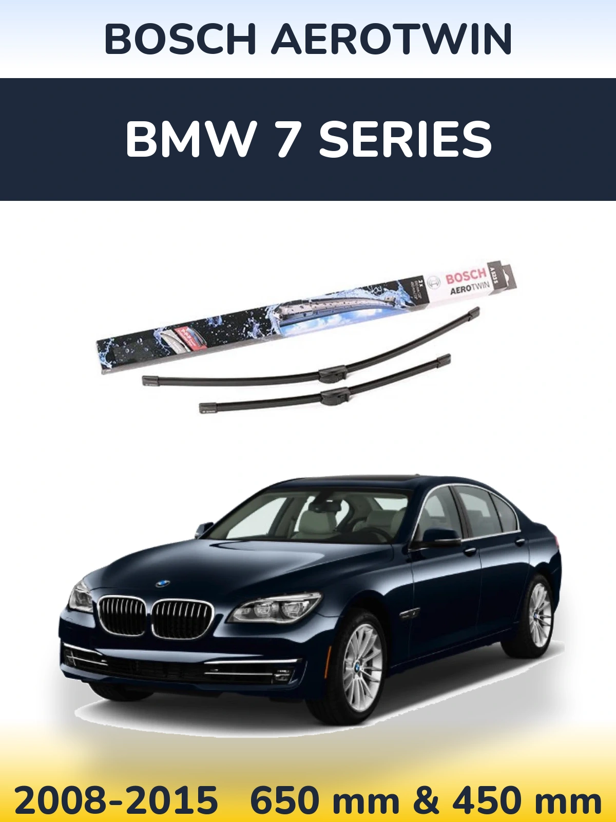 Sada předních stěračů BOSCH AeroTwin 650 a 450 mm pro BMW 7 Series 2008-2015