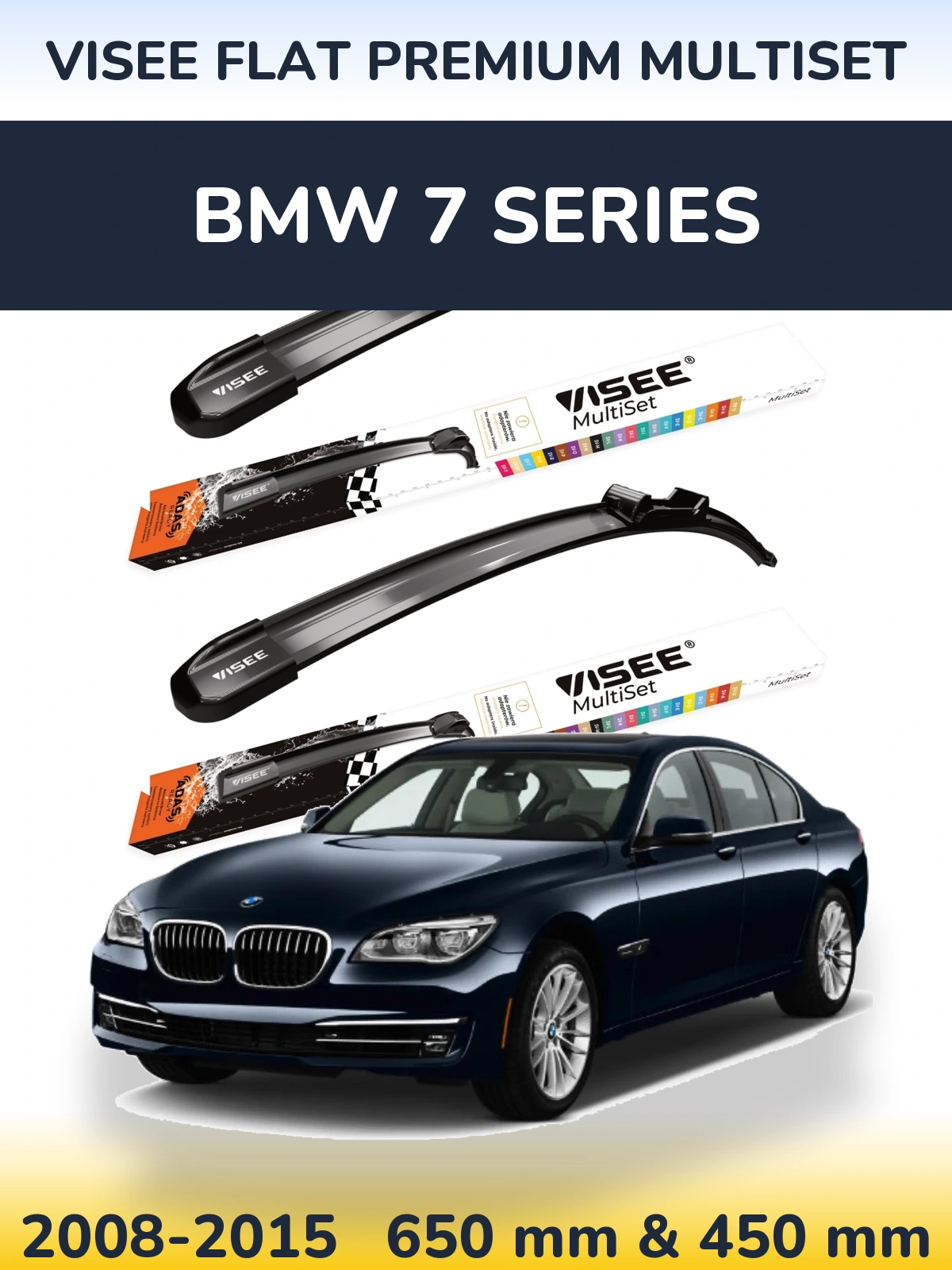 Sada předních stěračů VISEE FLAT PREMIUM MultiSet 650 a 450 mm pro BMW 7 Series 2008-2015
