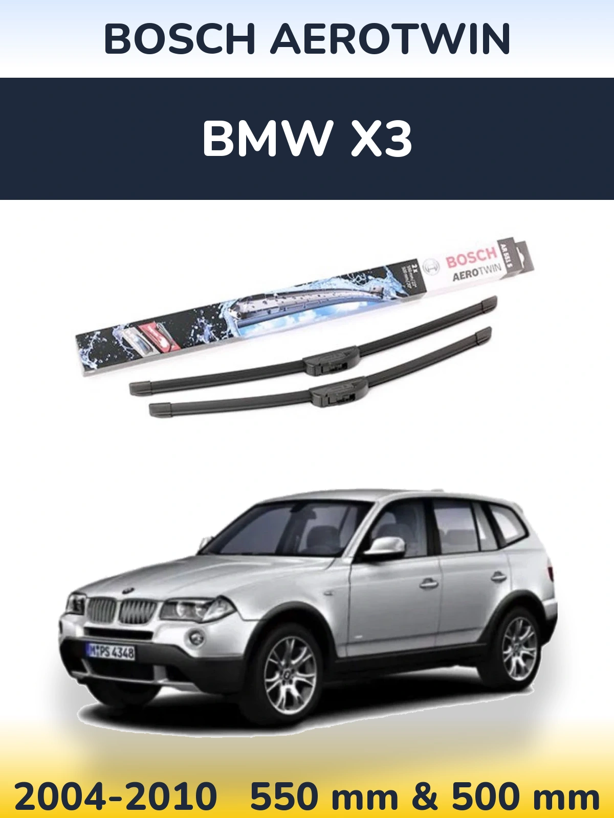 Sada předních stěračů BOSCH AeroTwin 550 a 500 mm pro BMW X3 2004-2010