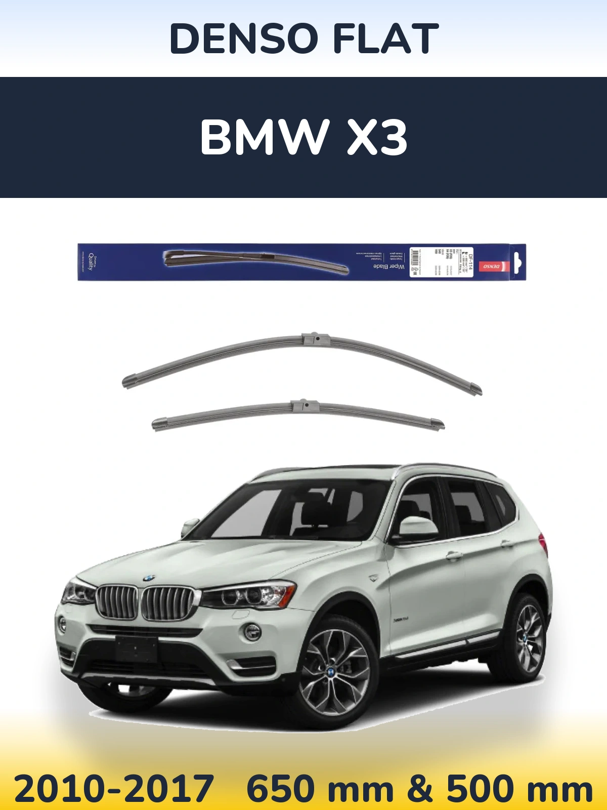 Sada předních stěračů Denso Flat 650 a 500 mm pro BMW X3 2010-2017