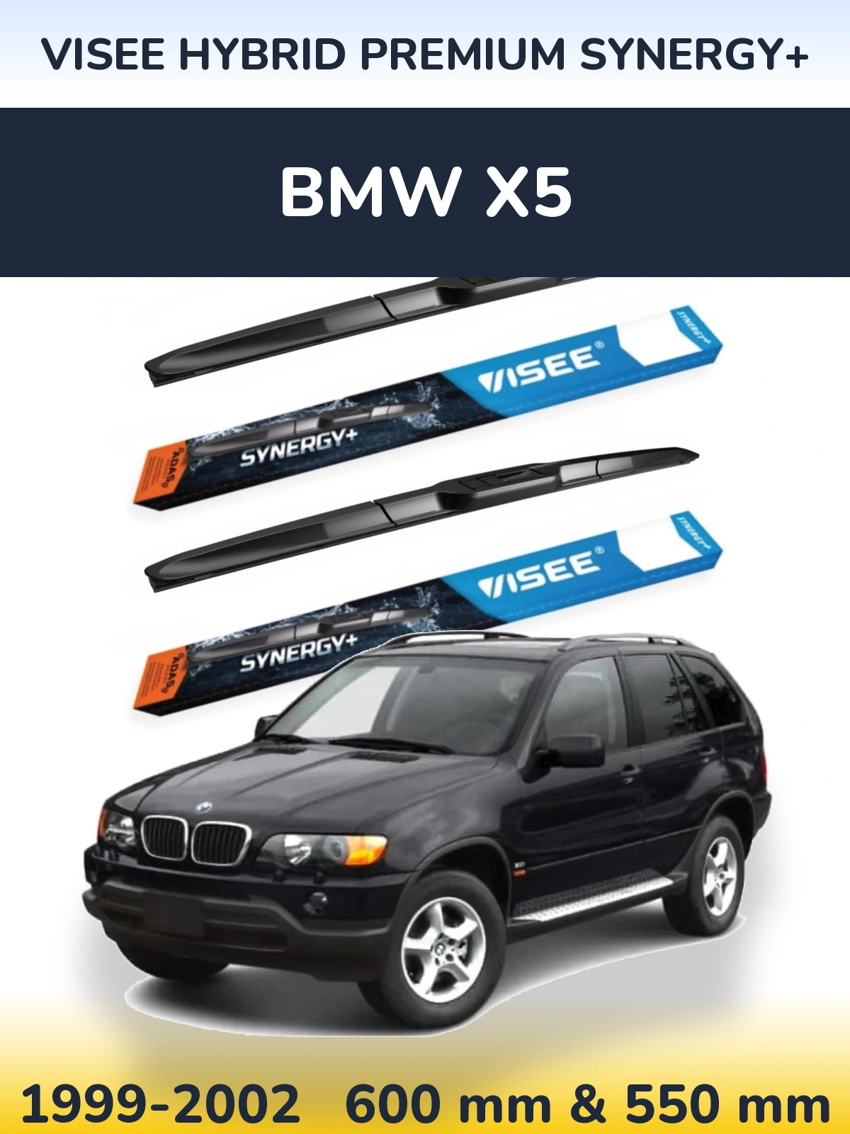 Sada předních stěračů VISEE HYBRID PREMIUM SYNERGY+ 600 a 550 mm pro BMW X5 1999-2002