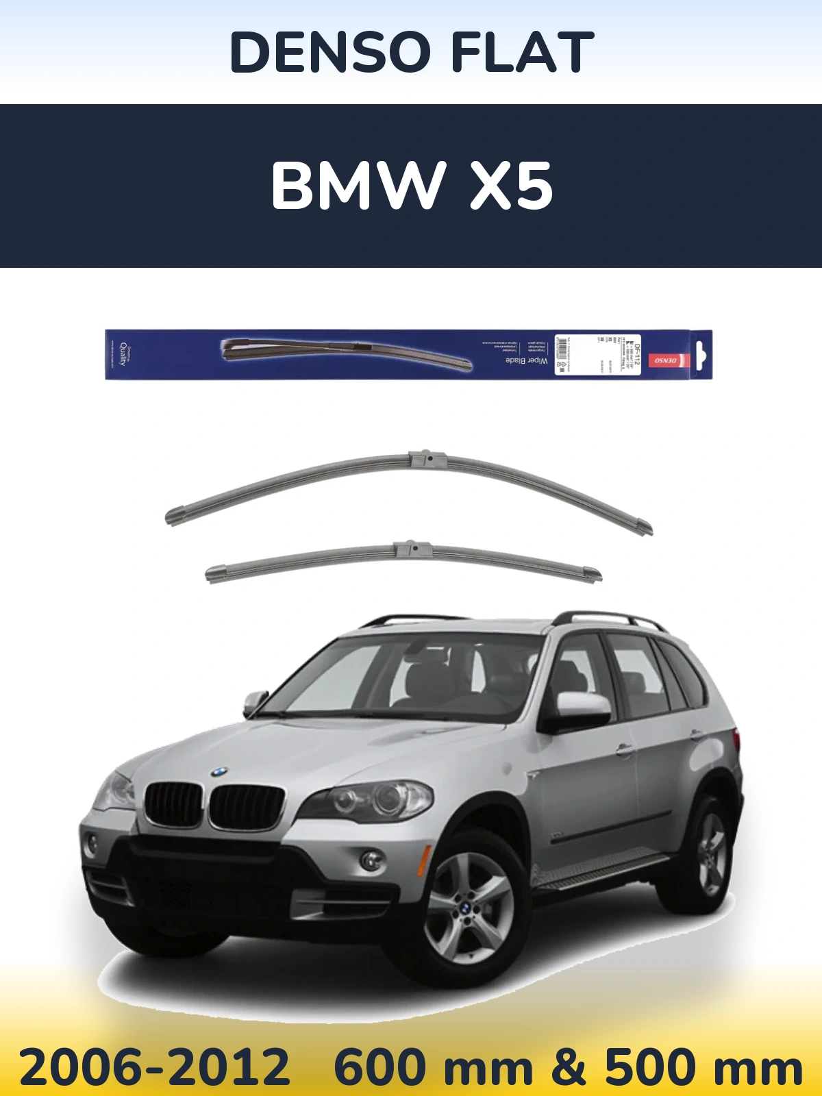 Sada předních stěračů Denso Flat 600 a 500 mm pro BMW X5 2006-2012