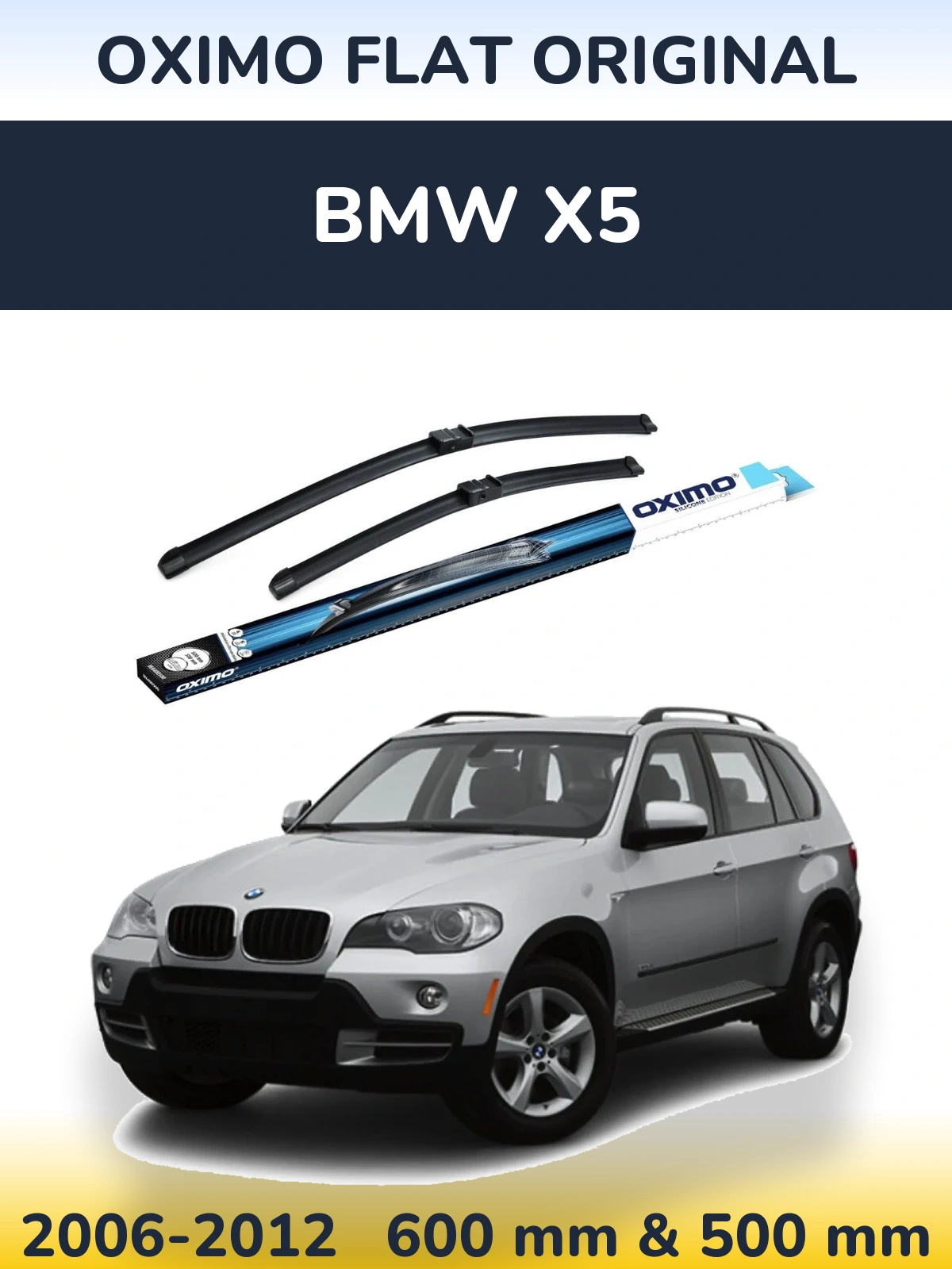 Sada předních stěračů Oximo Flat Original 600 a 500 mm pro BMW X5 2006-2012
