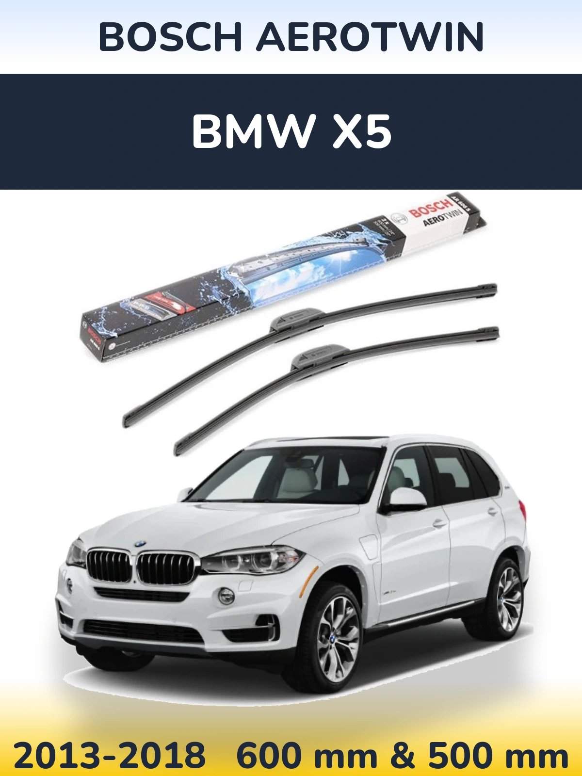 Sada předních stěračů BOSCH AeroTwin 600 a 500 mm pro BMW X5 2013-2018