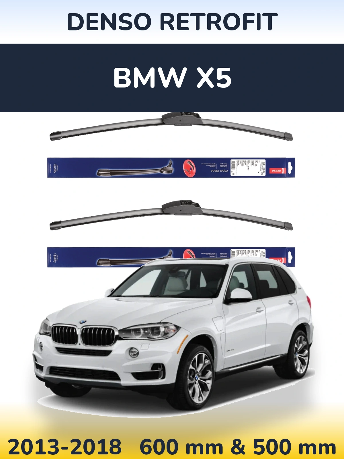 Sada předních stěračů Denso Retrofit 600 a 500 mm pro BMW X5 2013-2018