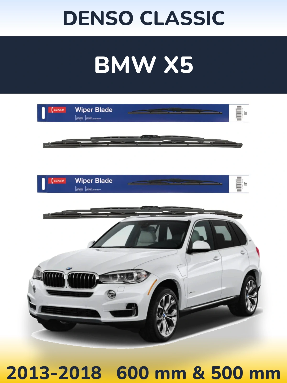 Sada předních stěračů Denso Classic 600 a 500 mm pro BMW X5 2013-2018