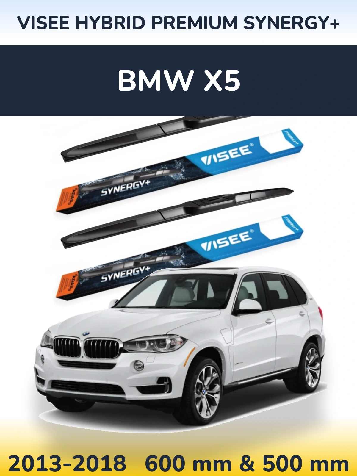 Sada předních stěračů VISEE HYBRID PREMIUM SYNERGY+ 600 a 500 mm pro BMW X5 2013-2018