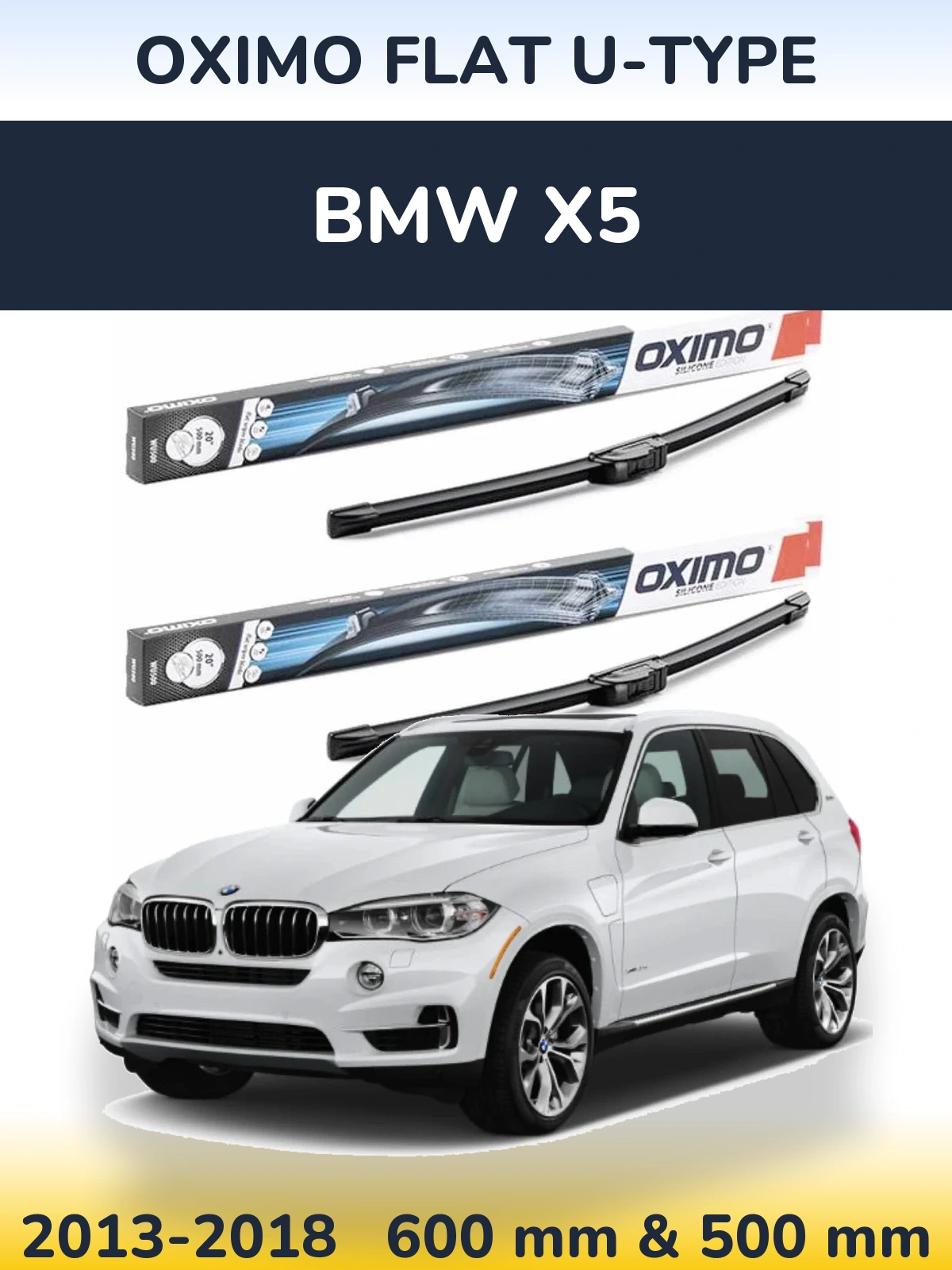 Sada předních stěračů Oximo Flat U-type 600 a 500 mm pro BMW X5 2013-2018