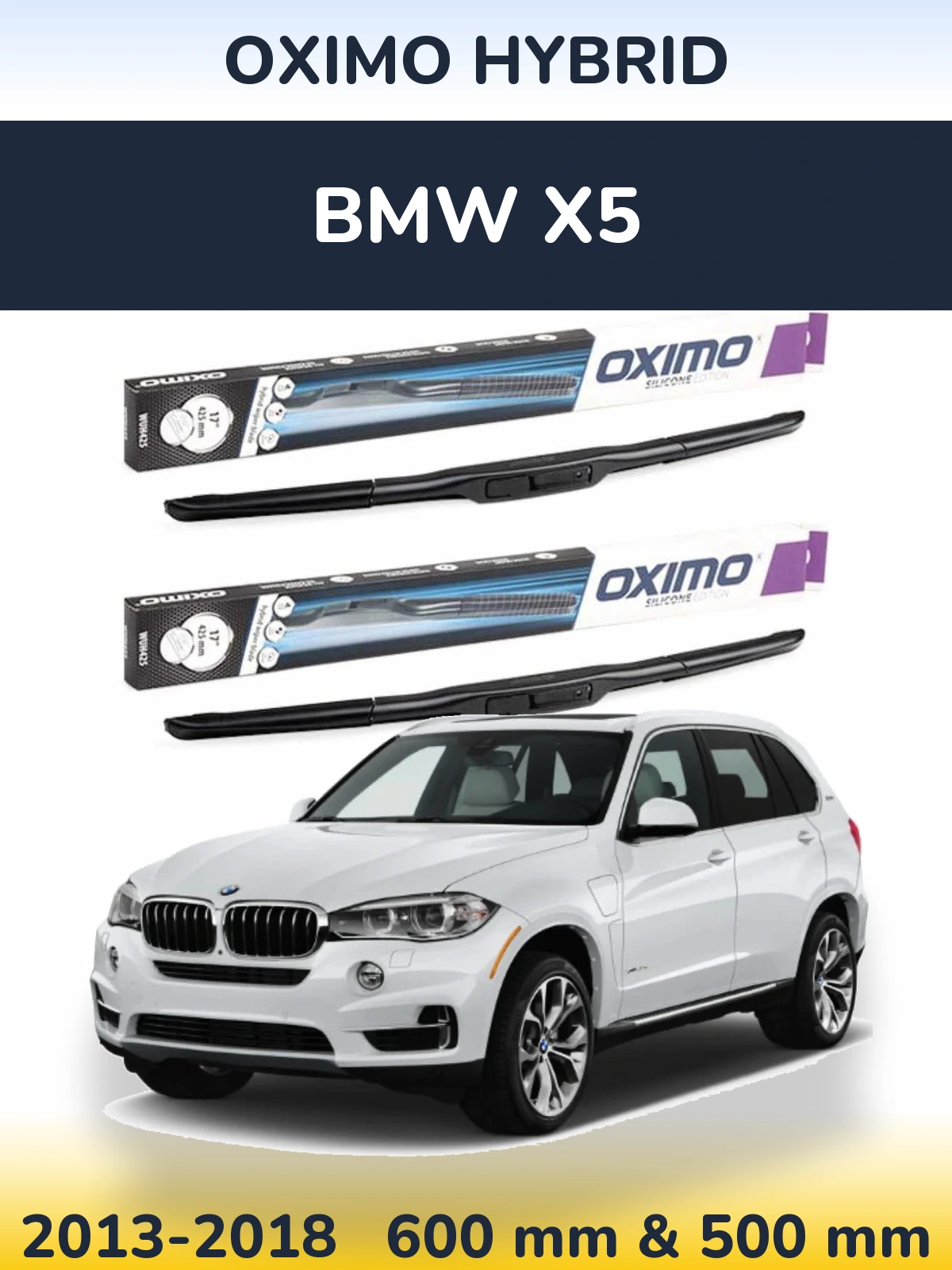 Sada předních stěračů Oximo Hybrid 600 a 500 mm pro BMW X5 2013-2018