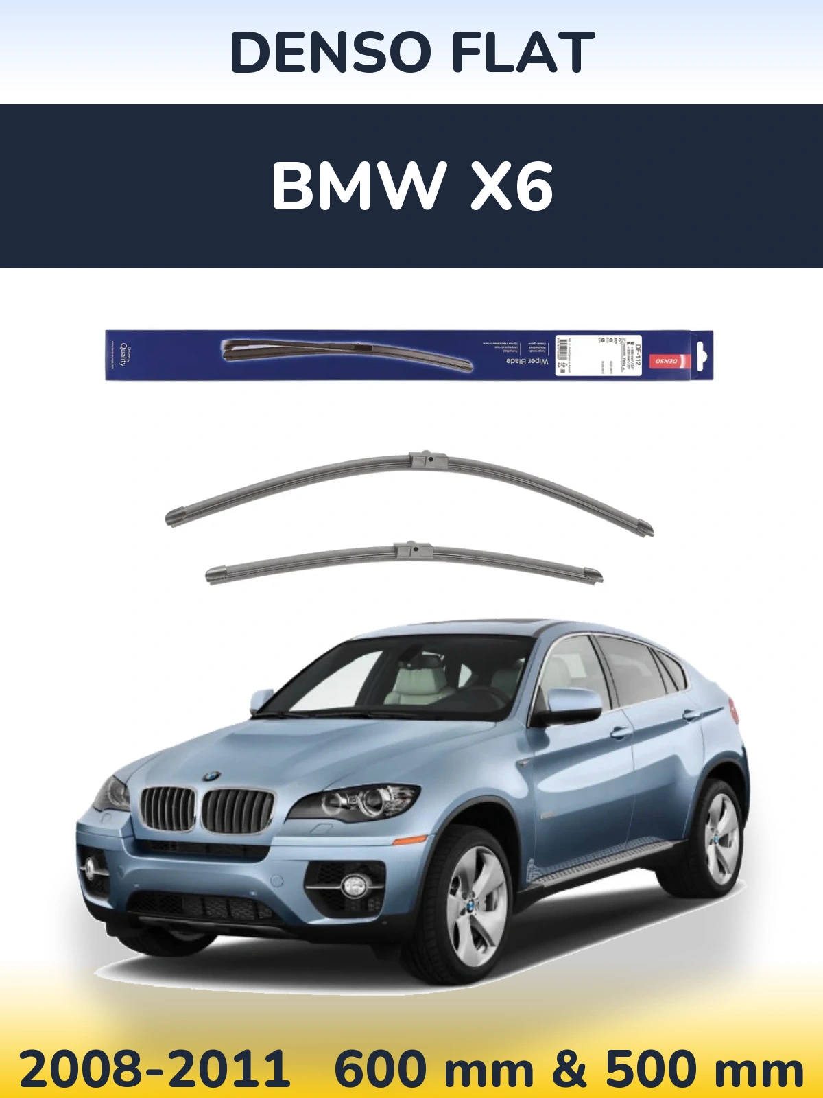 Sada předních stěračů Denso Flat 600 a 500 mm pro BMW X6 2008-2011