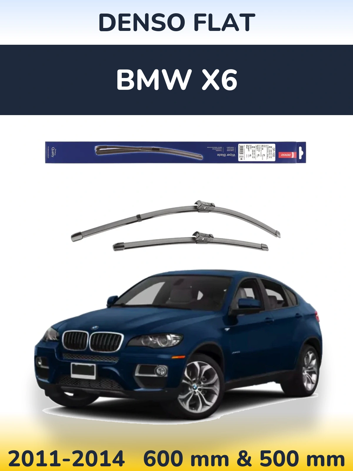 Sada předních stěračů Denso Flat 600 a 500 mm pro BMW X6 2011-2014