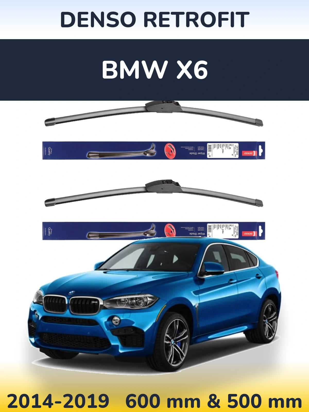 Sada předních stěračů Denso Retrofit 600 a 500 mm pro BMW X6 2014-2019