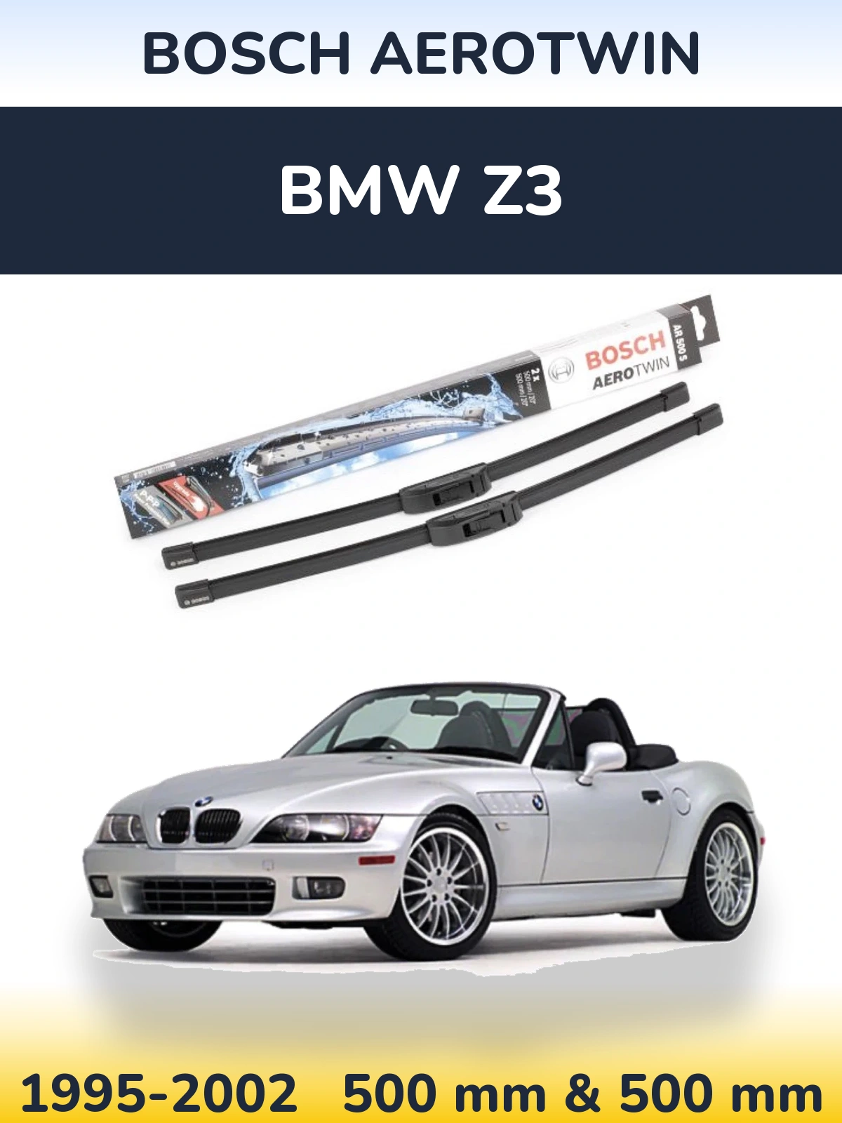 Sada předních stěračů BOSCH AeroTwin 500 a 500 mm pro BMW Z3 1995-2002