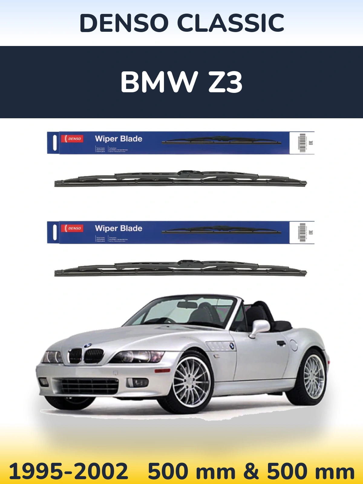 Sada předních stěračů Denso Classic 500 a 500 mm pro BMW Z3 1995-2002