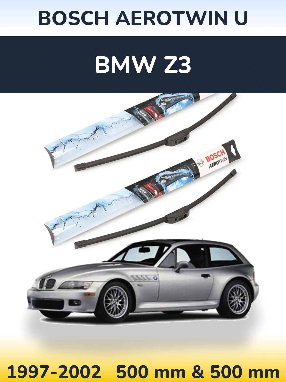 Sada předních stěračů BOSCH AeroTwin U 500 a 500 mm pro BMW Z3 1997-2002