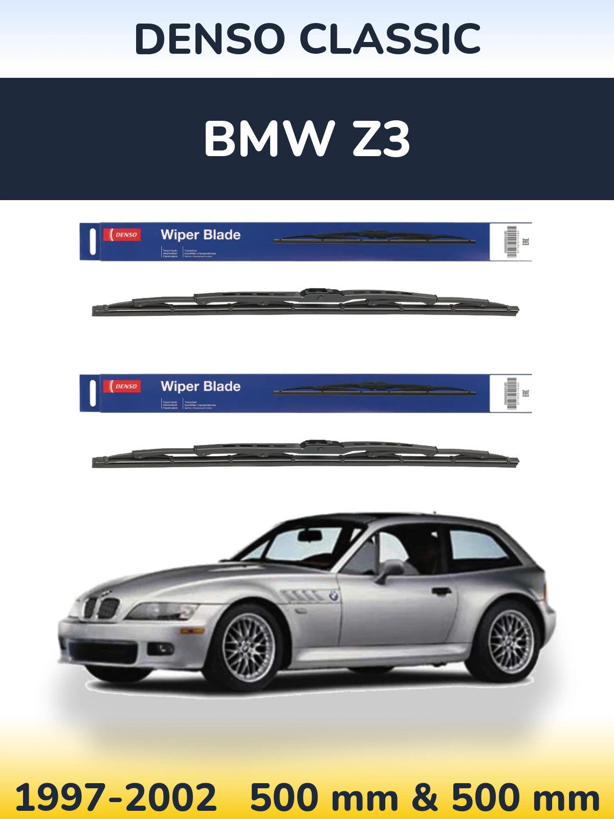 Sada předních stěračů Denso Classic 500 a 500 mm pro BMW Z3 1997-2002