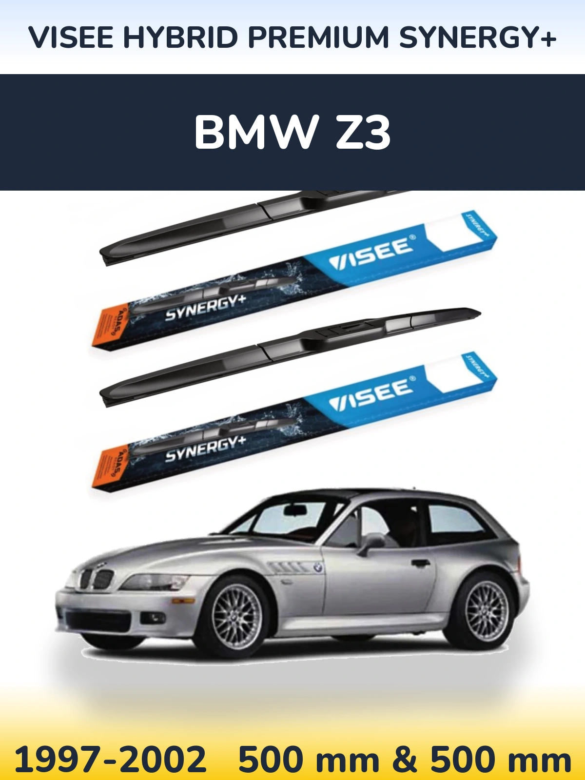 Sada předních stěračů VISEE HYBRID PREMIUM SYNERGY+ 500 a 500 mm pro BMW Z3 1997-2002