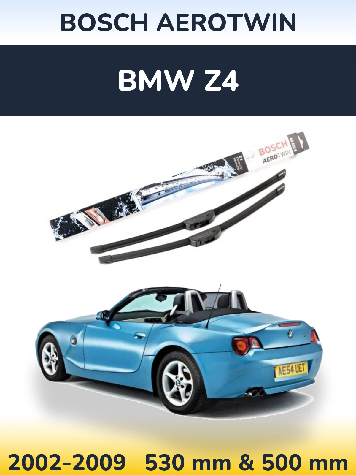 Sada předních stěračů BOSCH AeroTwin 530 a 500 mm pro BMW Z4 2002-2009