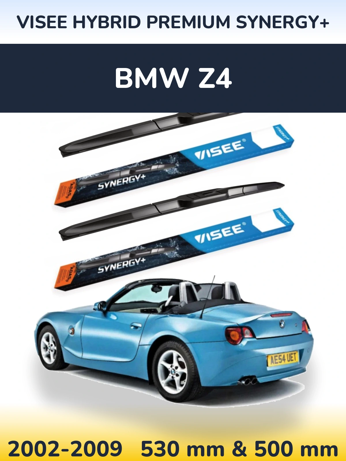 Комплект передніх щіток VISEE HYBRID PREMIUM SYNERGY+ 530 & 500 мм для BMW Z4 2002-2009