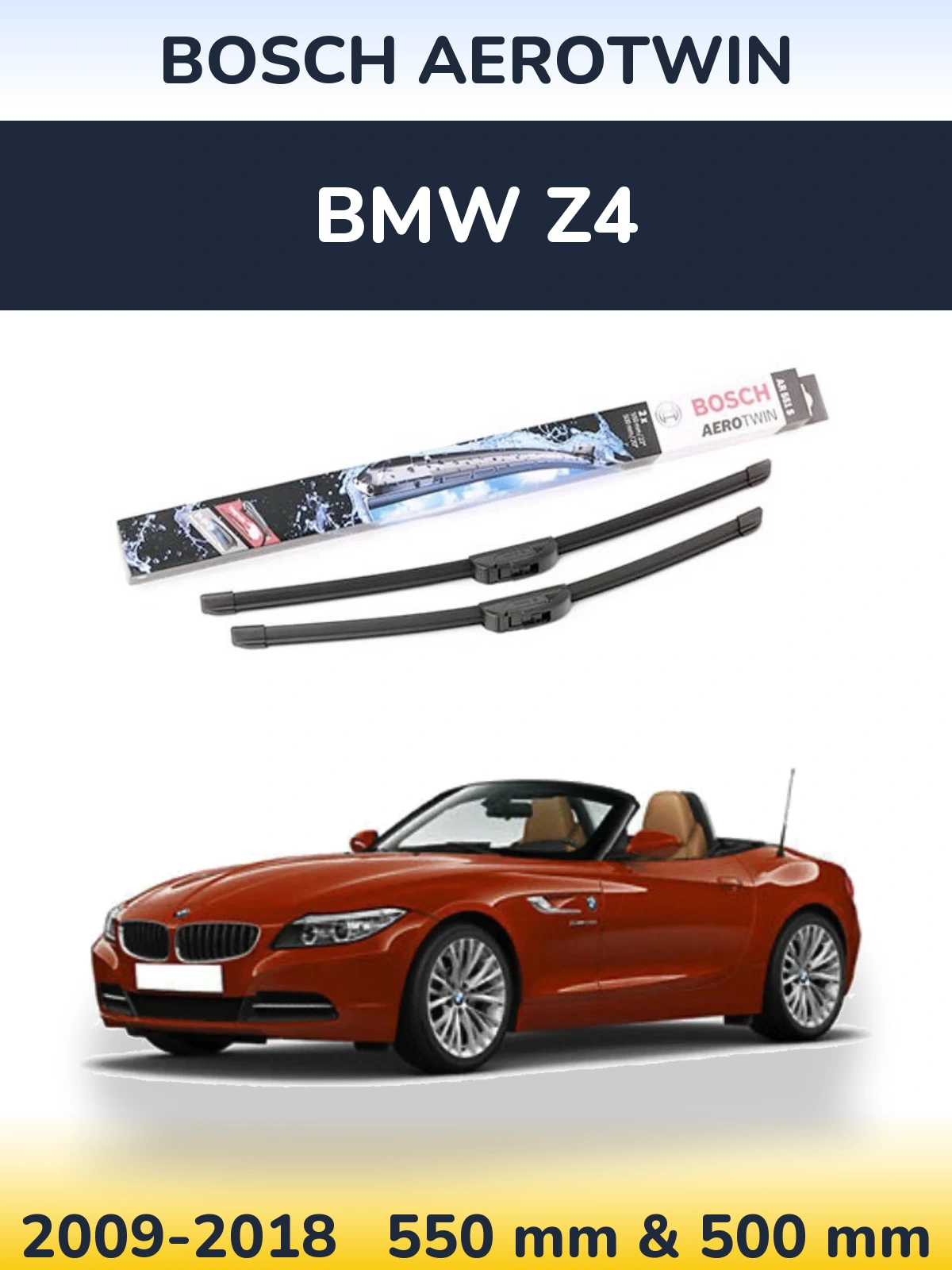 Sada předních stěračů BOSCH AeroTwin 550 a 500 mm pro BMW Z4 2009-2018