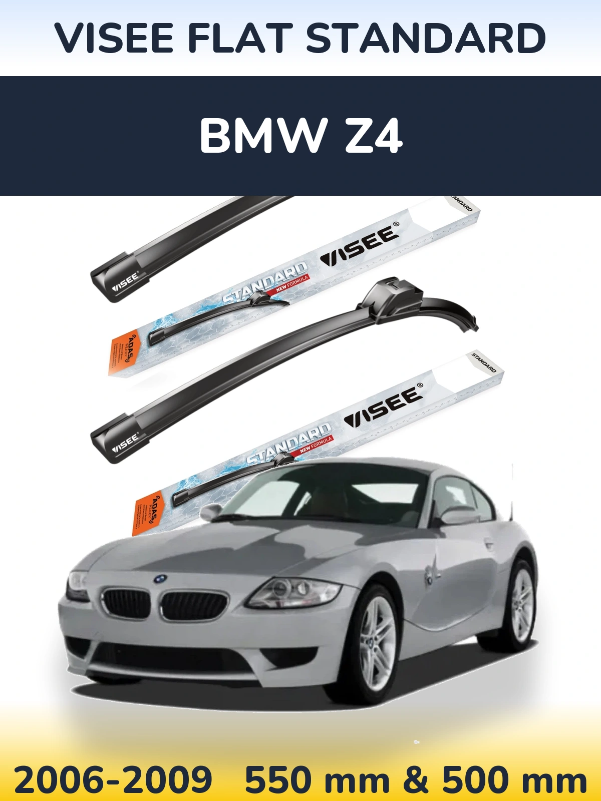 Sada předních stěračů VISEE FLAT STANDARD 550 a 500 mm pro BMW Z4 2006-2009