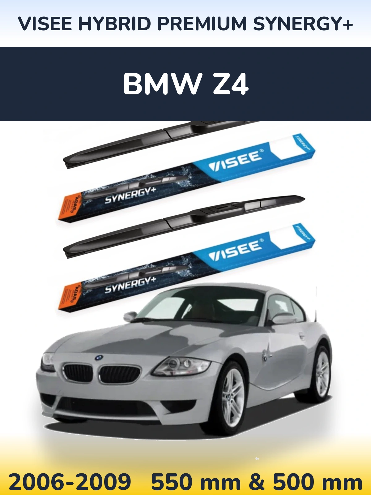 Sada předních stěračů VISEE HYBRID PREMIUM SYNERGY+ 550 a 500 mm pro BMW Z4 2006-2009