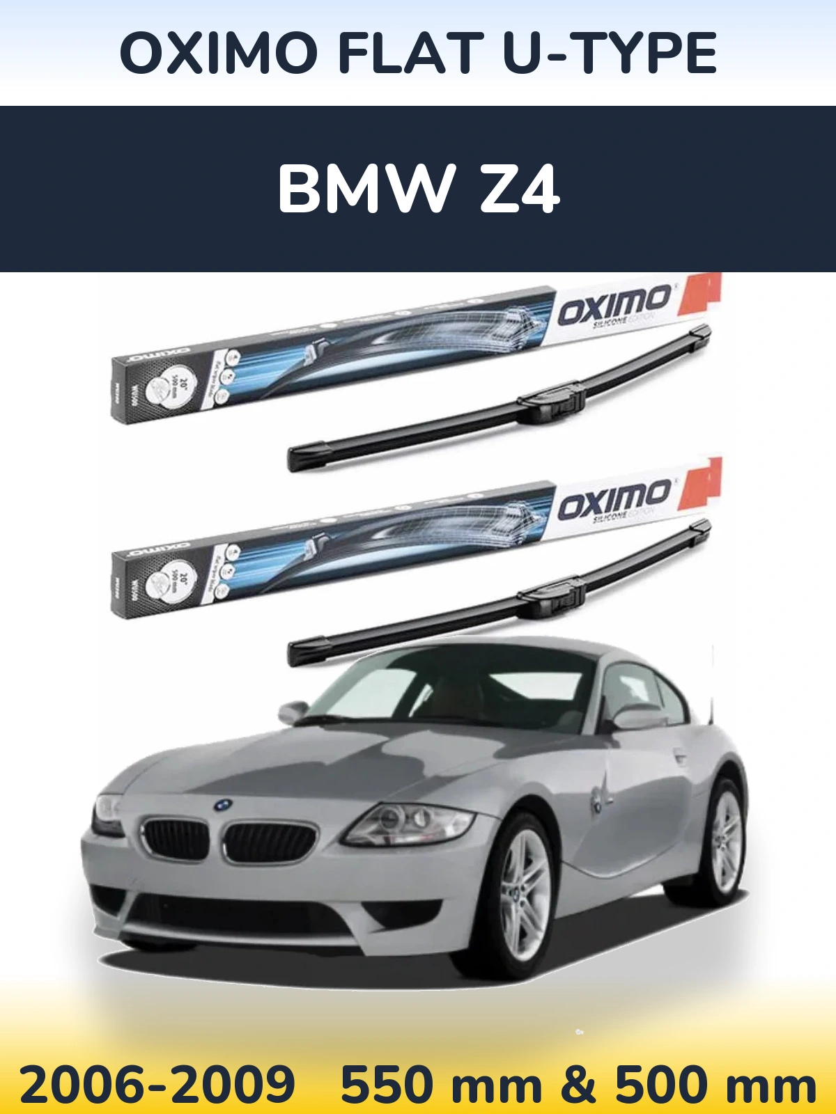 Sada předních stěračů Oximo Flat U-type 550 a 500 mm pro BMW Z4 2006-2009
