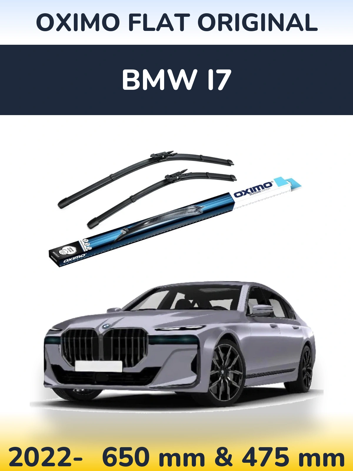 Sada předních stěračů Oximo Flat Original 650 a 475 mm pro BMW i7 2022-2026