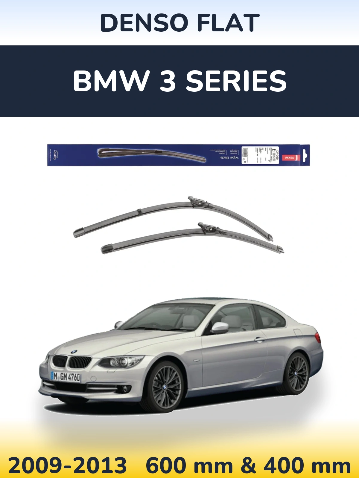 Sada předních stěračů Denso Flat 600 a 400 mm pro BMW 3 Series 2009-2013