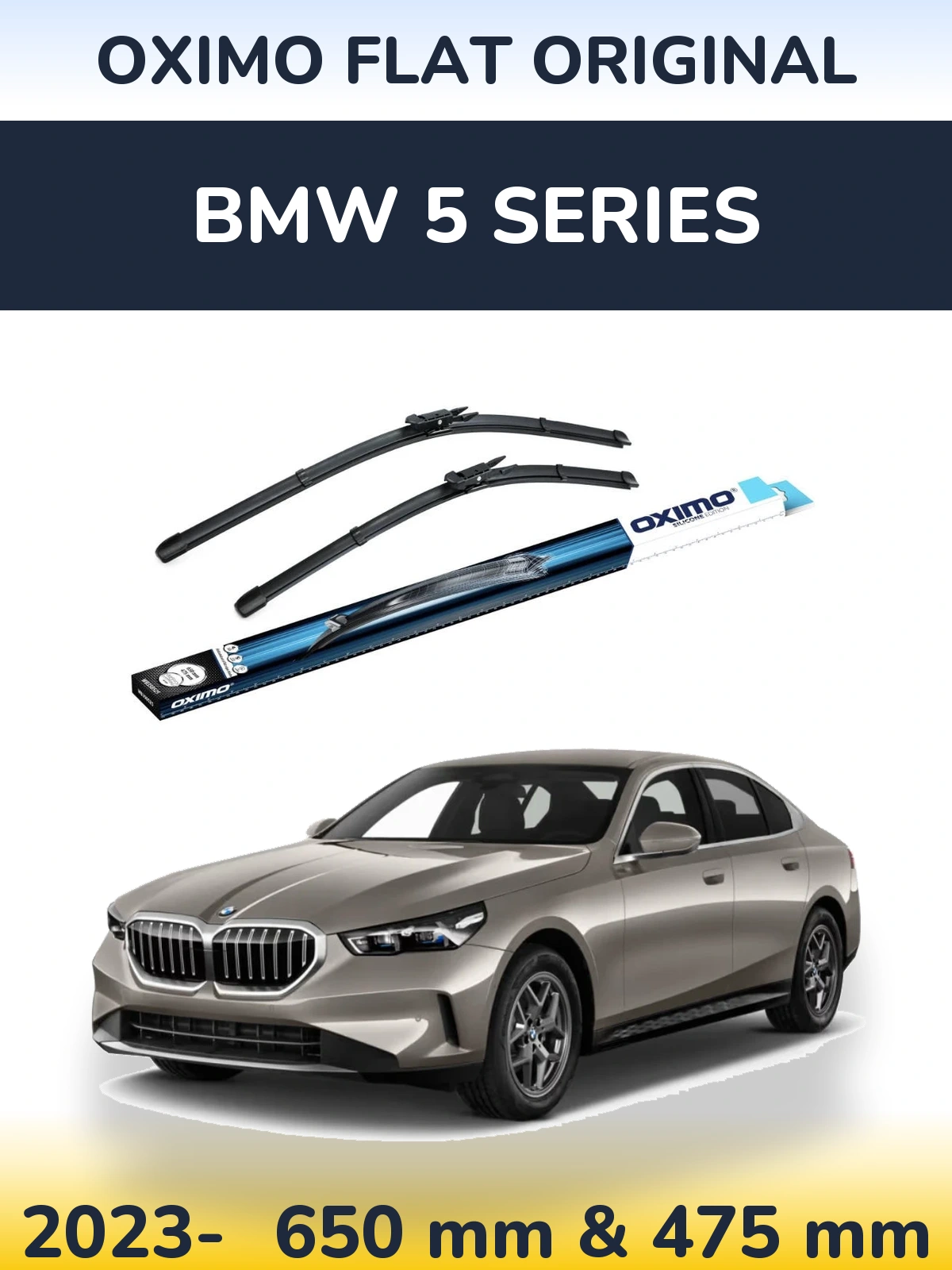Sada předních stěračů Oximo Flat Original 650 a 475 mm pro BMW 5 Series 2023-2026