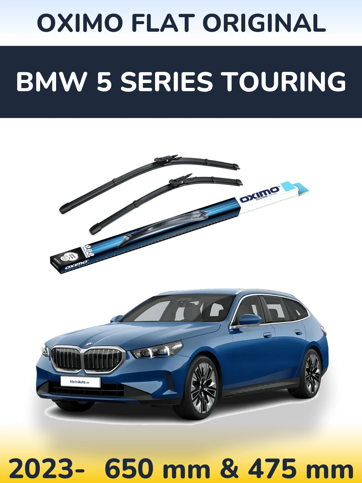 Комплект передніх щіток Oximo Flat Original 650 & 475 мм для BMW 5 Series Touring 2023-2026