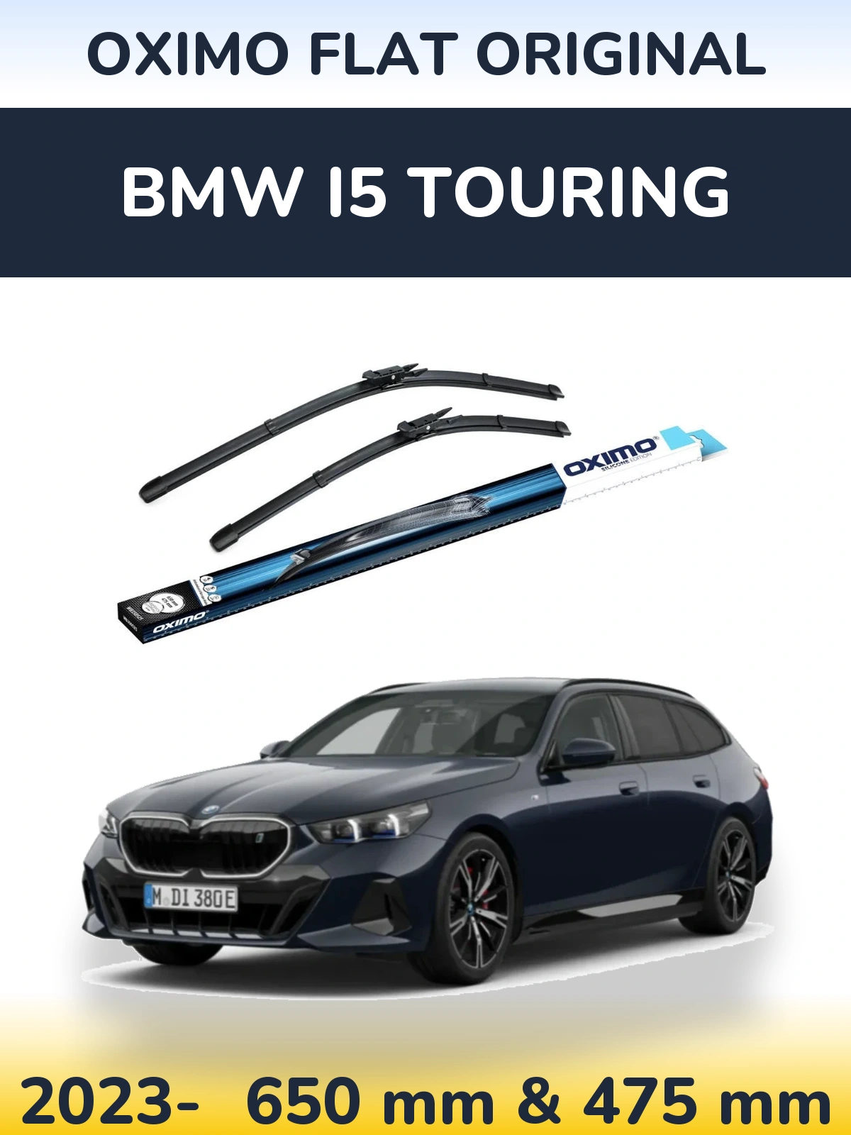 Sada předních stěračů Oximo Flat Original 650 a 475 mm pro BMW i5 Touring 2023-2026