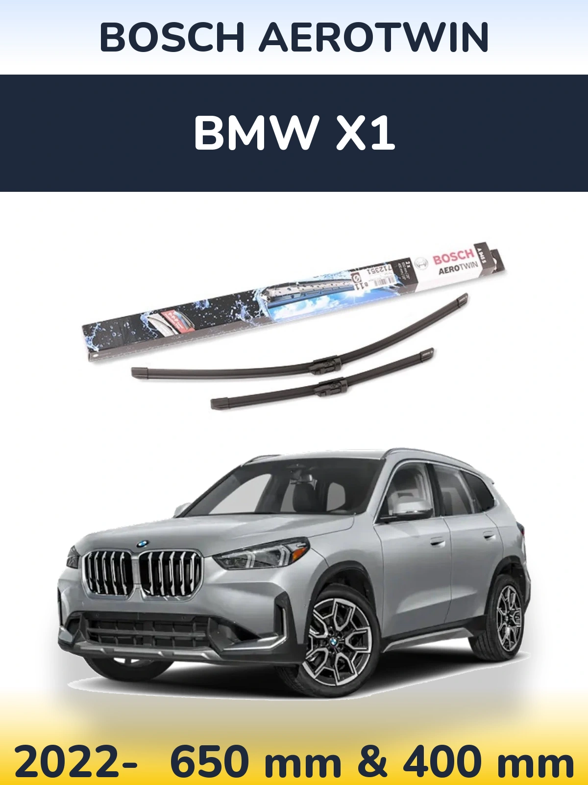 Sada předních stěračů BOSCH AeroTwin 650 a 400 mm pro BMW X1 2022-2026