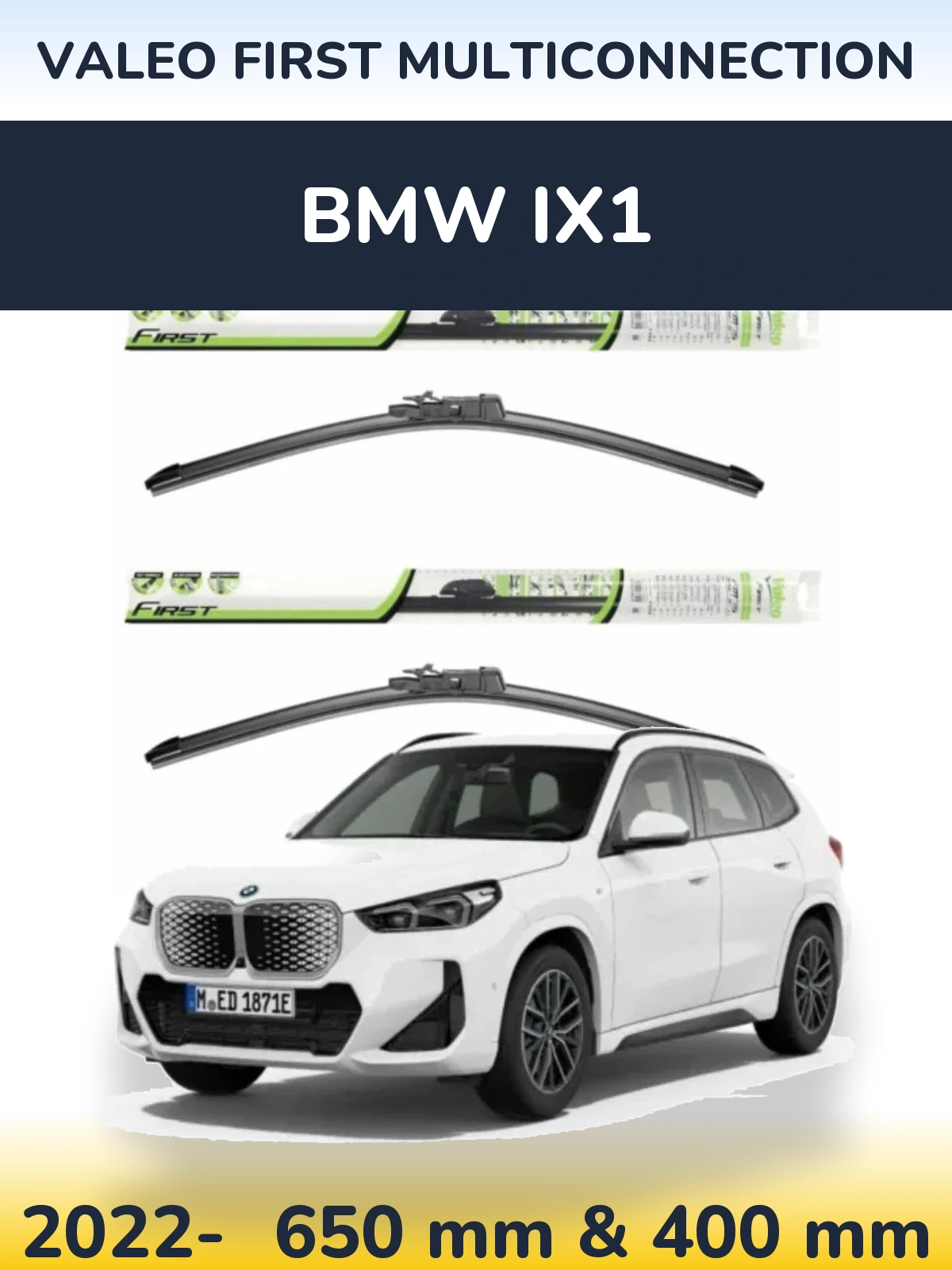 Sada předních stěračů Valeo First MultiConnection 650 a 400 mm pro BMW iX1 2022-2026