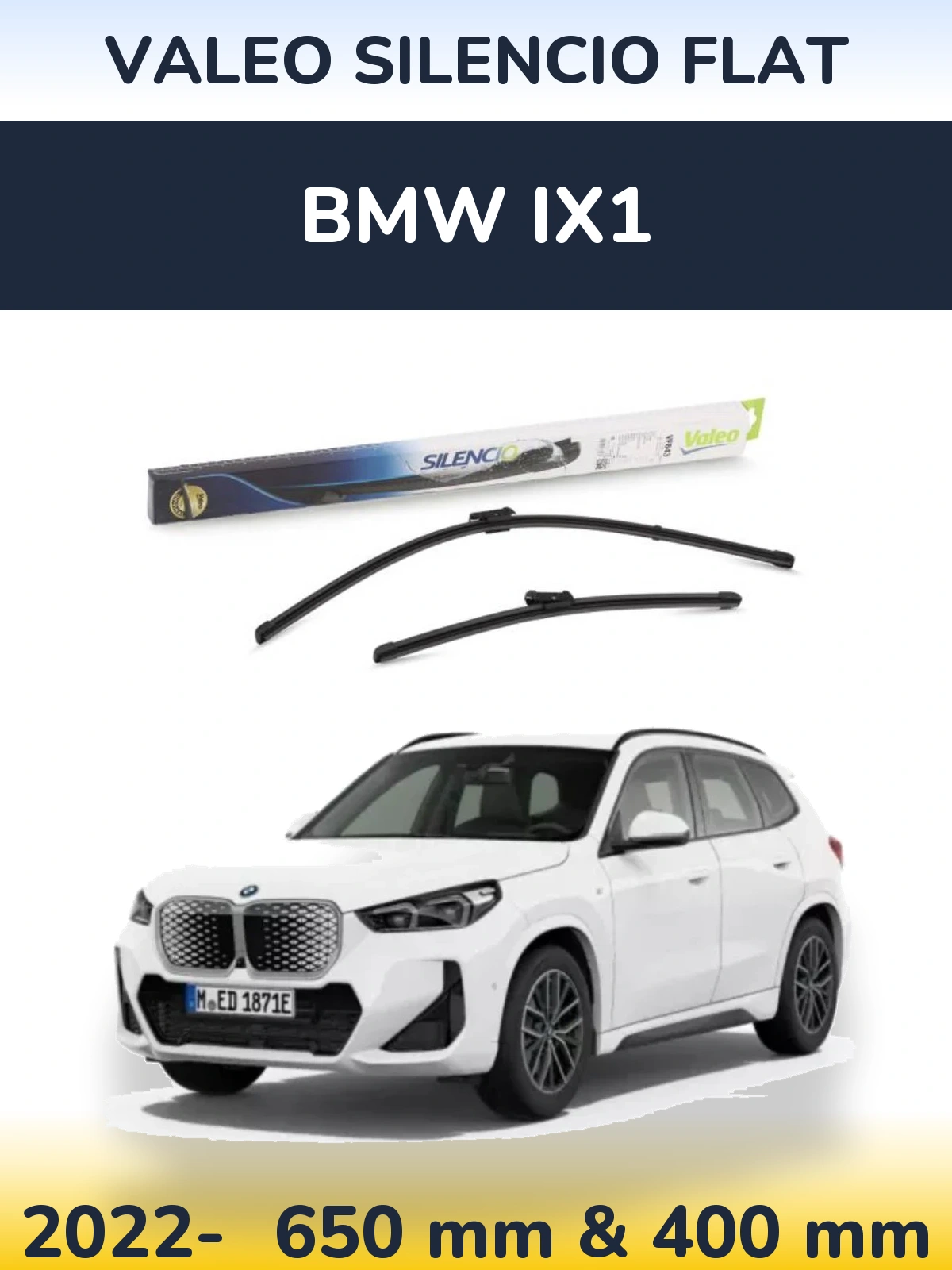 Sada předních stěračů Valeo Silencio Flat 650 a 400 mm pro BMW iX1 2022-2026