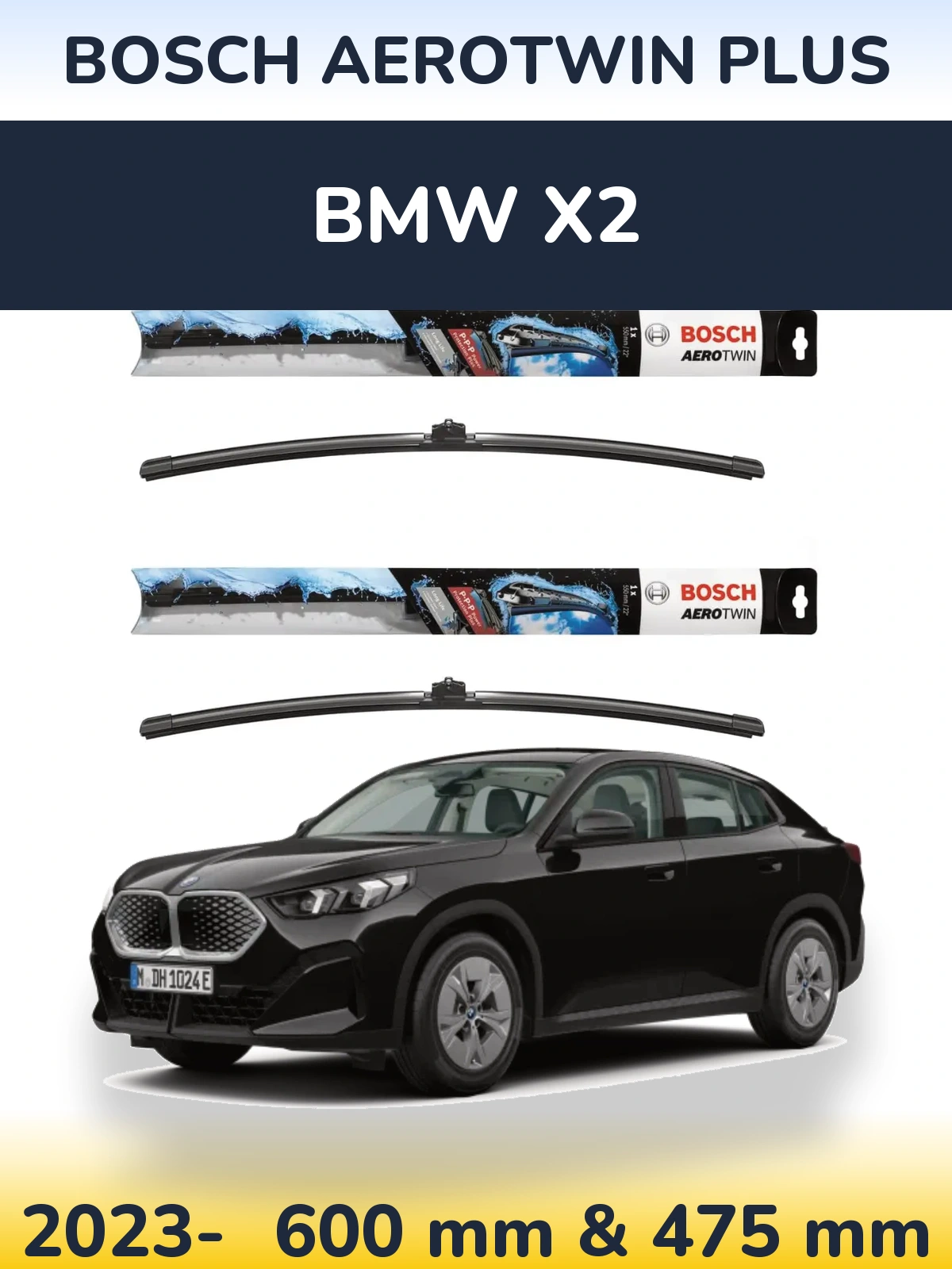 Sada předních stěračů BOSCH AeroTwin Plus 600 a 475 mm pro BMW X2 2023-2026