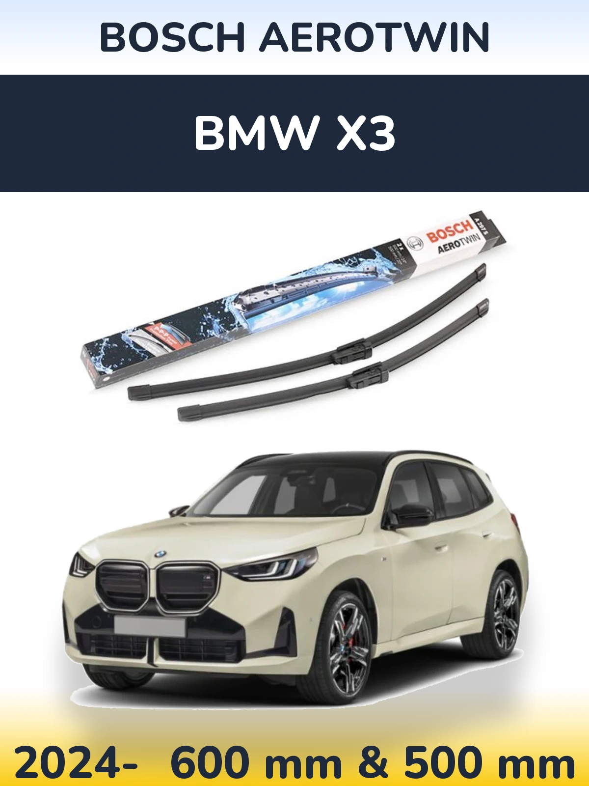 Sada předních stěračů BOSCH AeroTwin 600 a 500 mm pro BMW X3 2024-2026